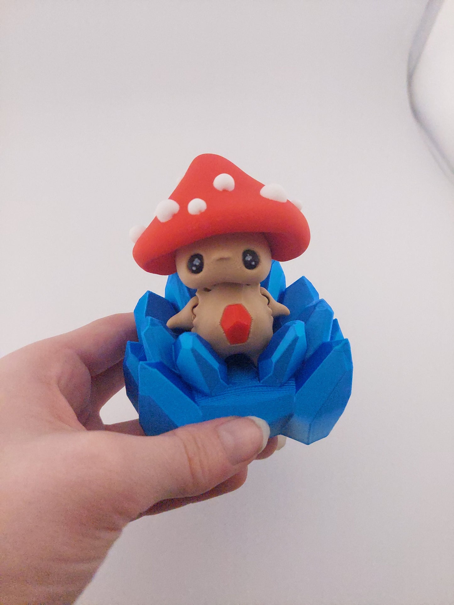 1 Articulated Forest Pixie Mushroom-- Keychain Decor Gift - 3D Printed Fidget Fantasy Creature - Customizable Colors - Authorized Seller