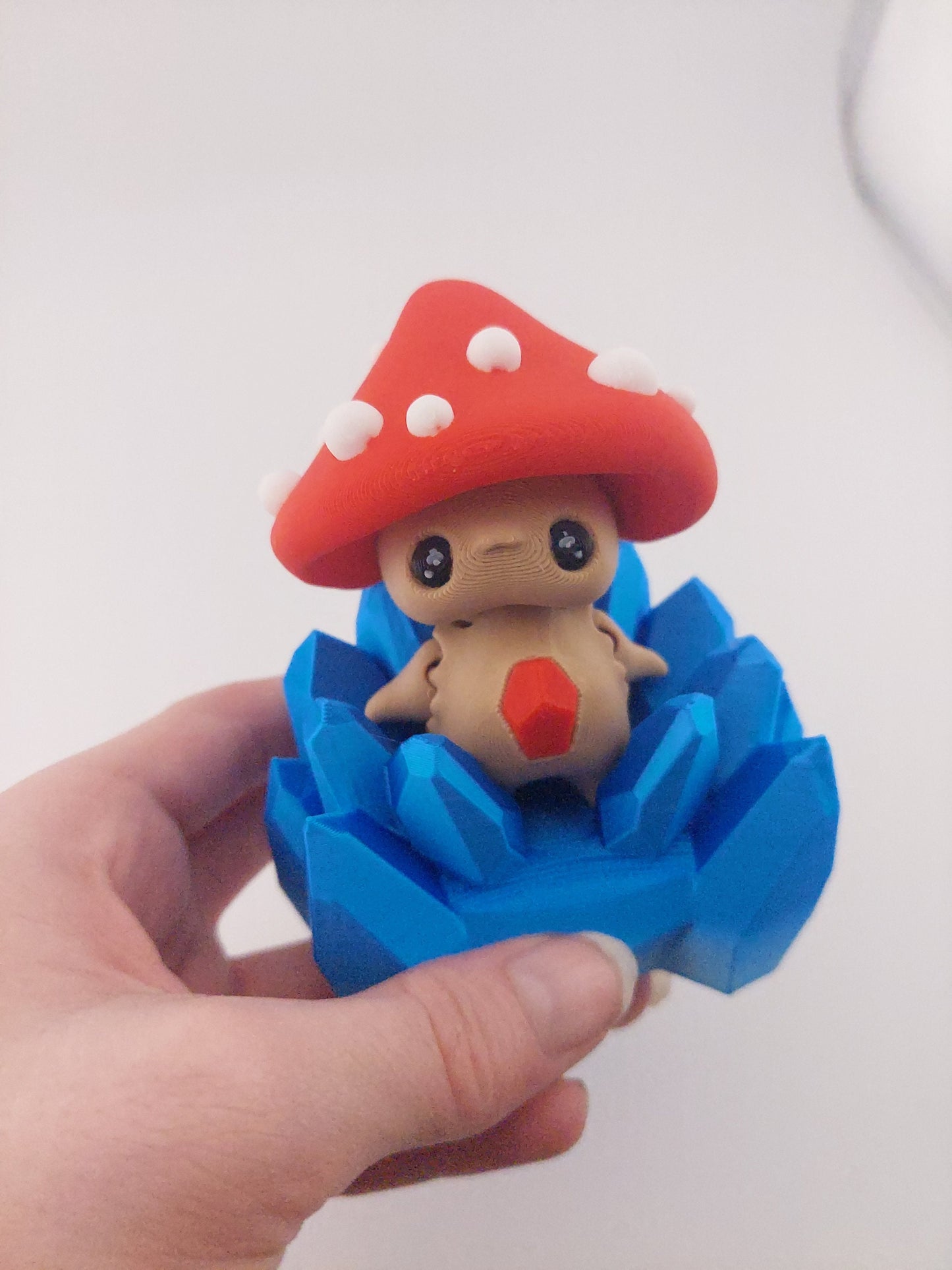 1 Articulated Forest Pixie Mushroom-- Keychain Decor Gift - 3D Printed Fidget Fantasy Creature - Customizable Colors - Authorized Seller
