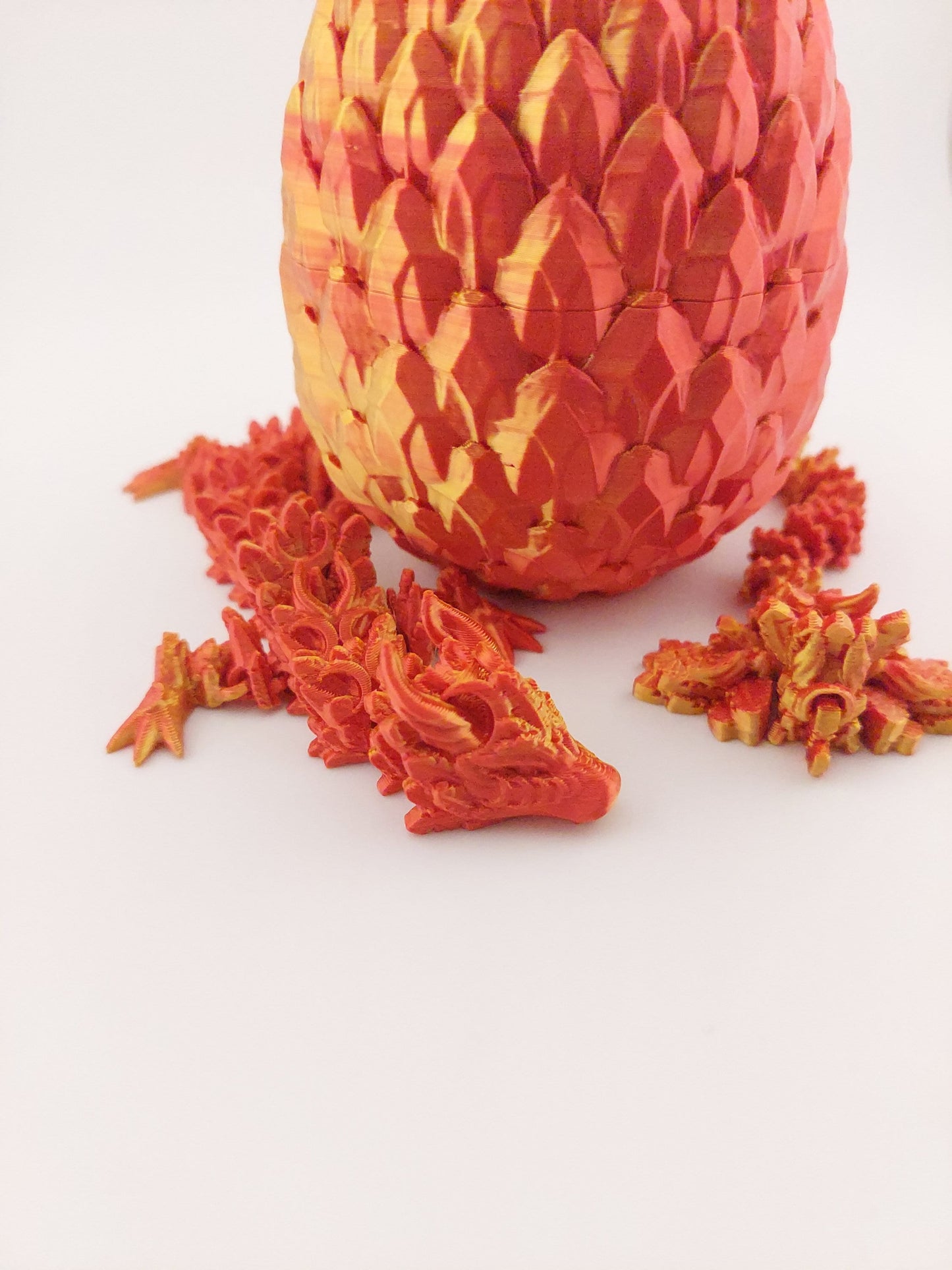 12 Inch Lunar Dragon And Matching Egg! - Sensory Stress Fidget - Articulated - Cinderwing3d - 3D Printed Dragon - Unique Gift