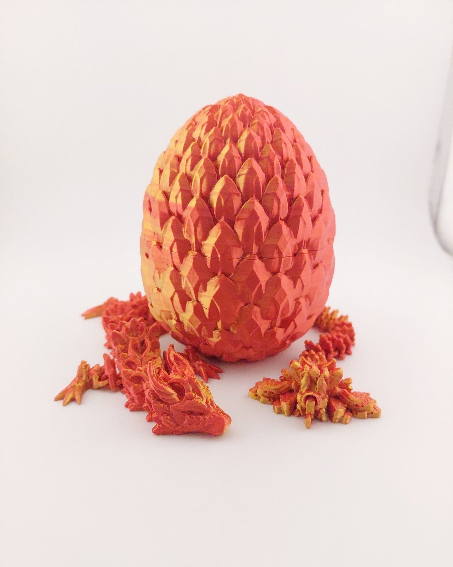 12 Inch Lunar Dragon And Matching Egg! - Sensory Stress Fidget - Articulated - Cinderwing3d - 3D Printed Dragon - Unique Gift