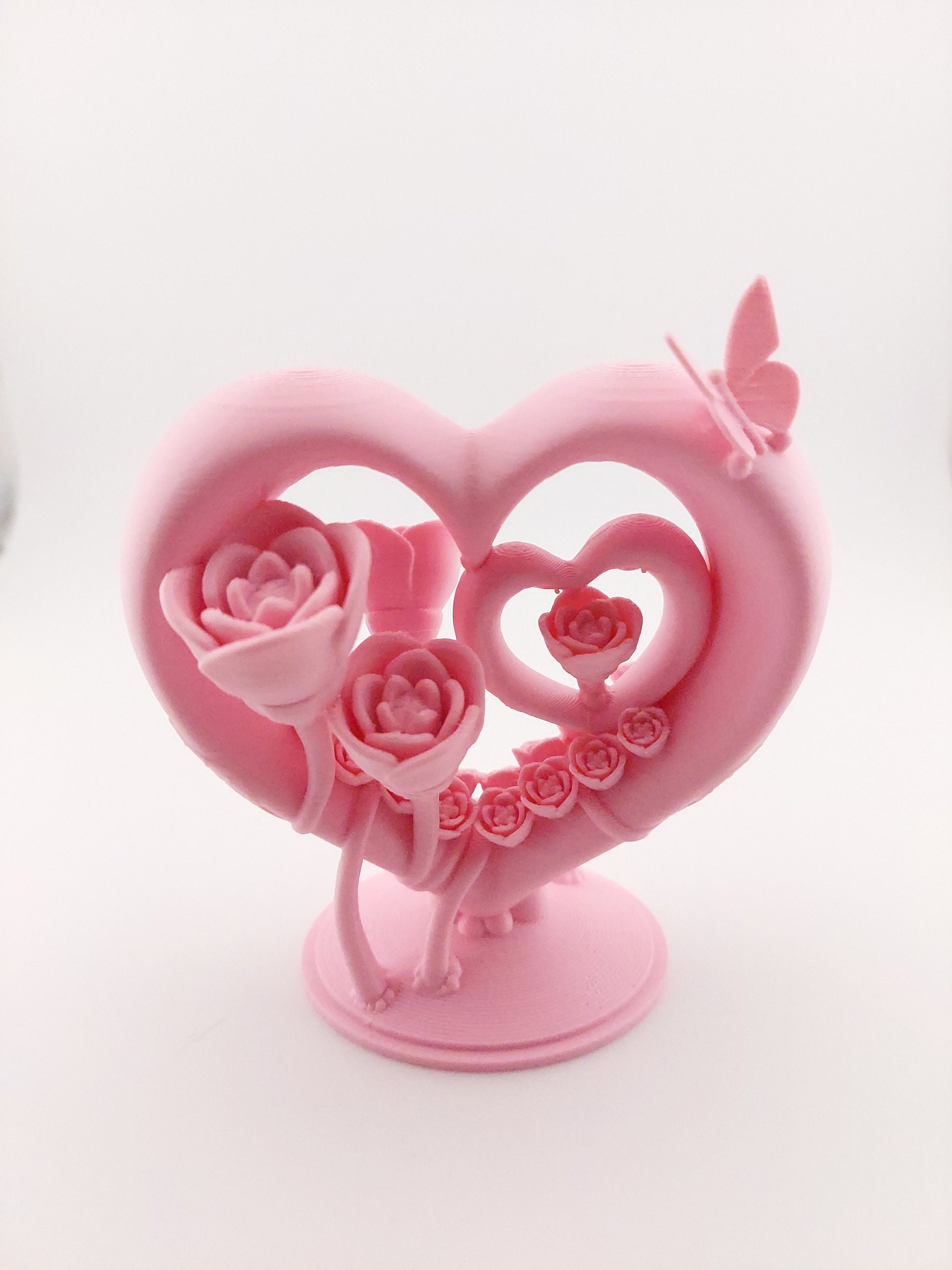 1 Valentine's Heart Figurine -- Decor Gift - 3D Printed Holiday Heart Love - Customizable Colors - Authorized Seller