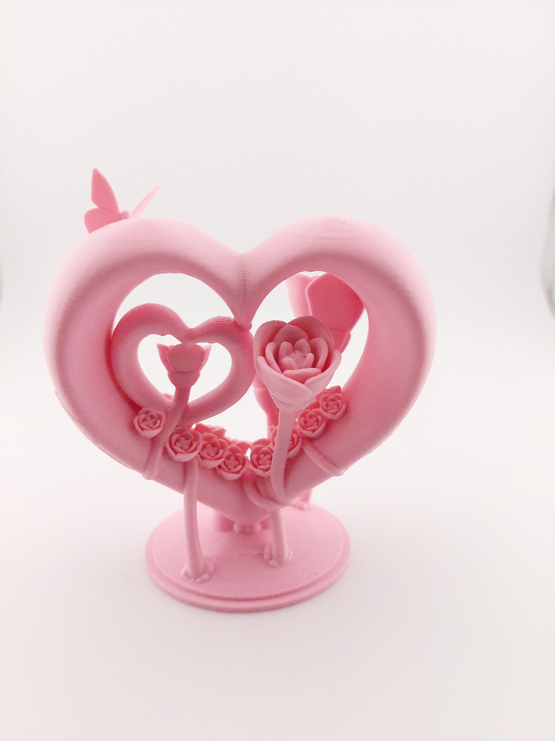 1 Valentine's Heart Figurine -- Decor Gift - 3D Printed Holiday Heart Love - Customizable Colors - Authorized Seller