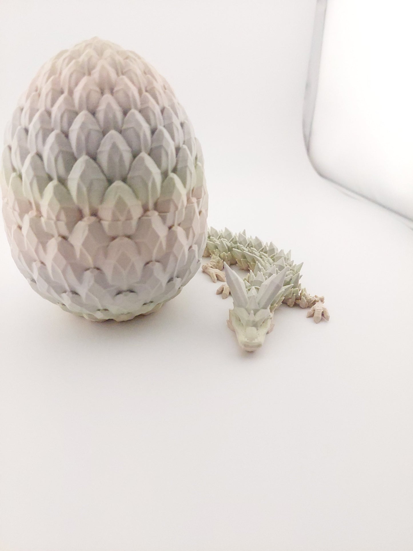 12 Inch Crystal Dragon And Matching Egg! - Sensory Stress Fidget - Articulated - Cinderwing3d - 3D Printed Dragon - Unique Gift