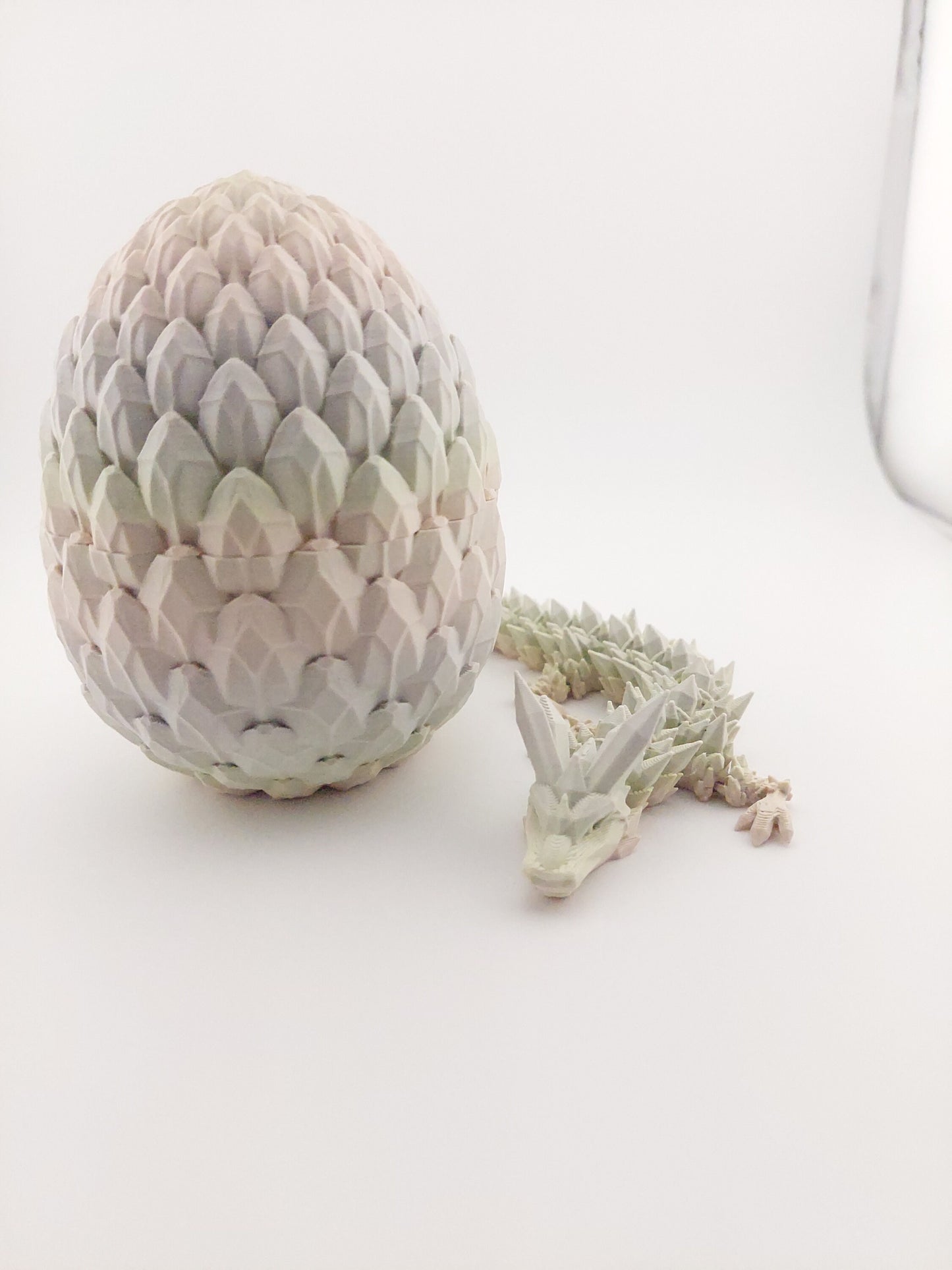 12 Inch Crystal Dragon And Matching Egg! - Sensory Stress Fidget - Articulated - Cinderwing3d - 3D Printed Dragon - Unique Gift