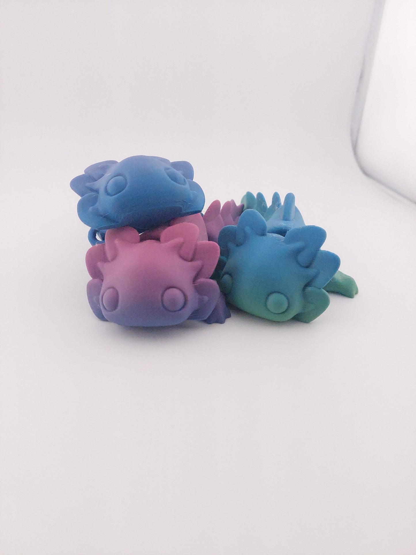 1 Articulated Axolotl -- Keychain Decor Gift - 3D Printed Fidget Fantasy Creature - Customizable Colors - Authorized Seller