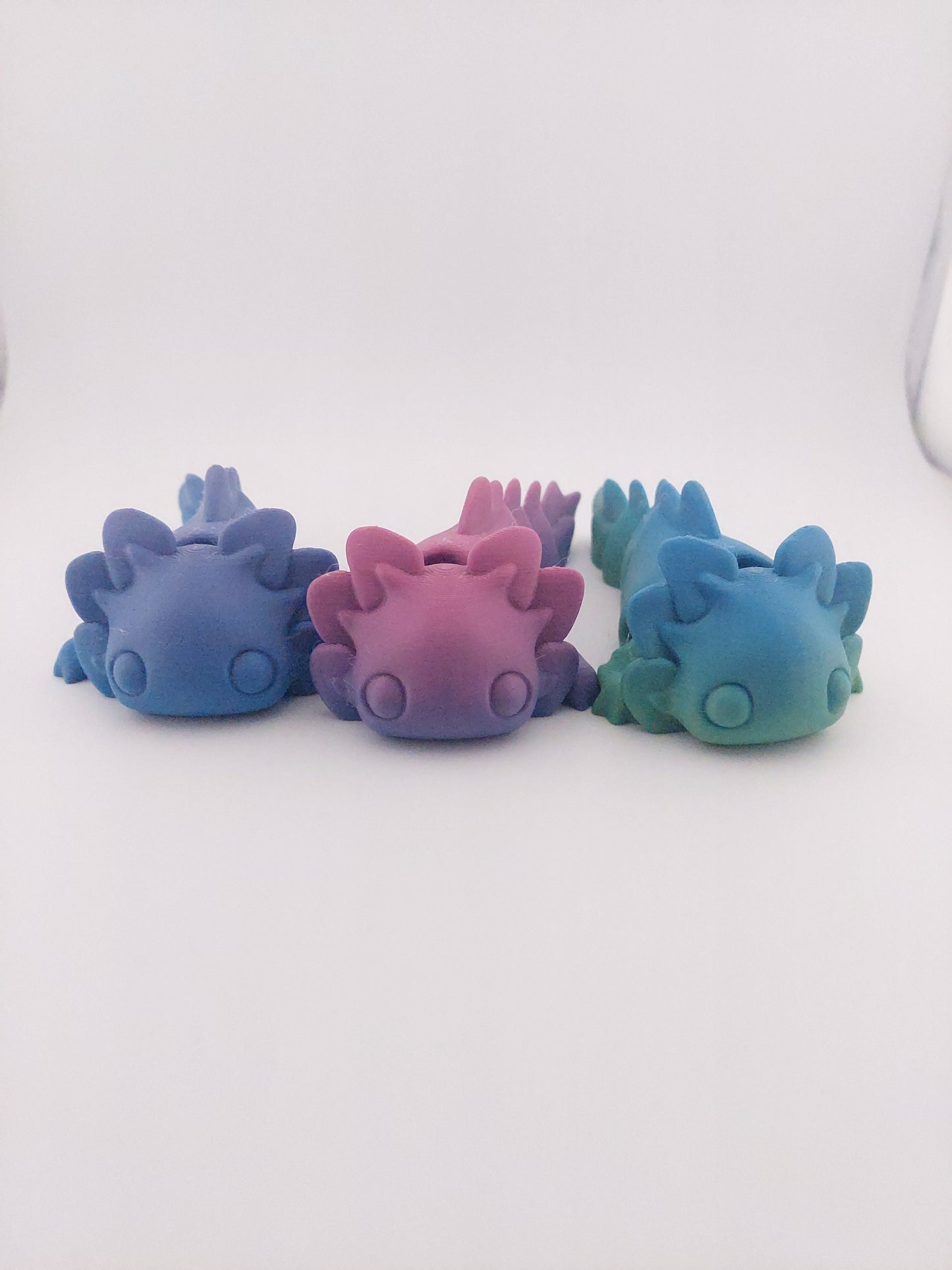1 Articulated Axolotl -- Keychain Decor Gift - 3D Printed Fidget Fantasy Creature - Customizable Colors - Authorized Seller
