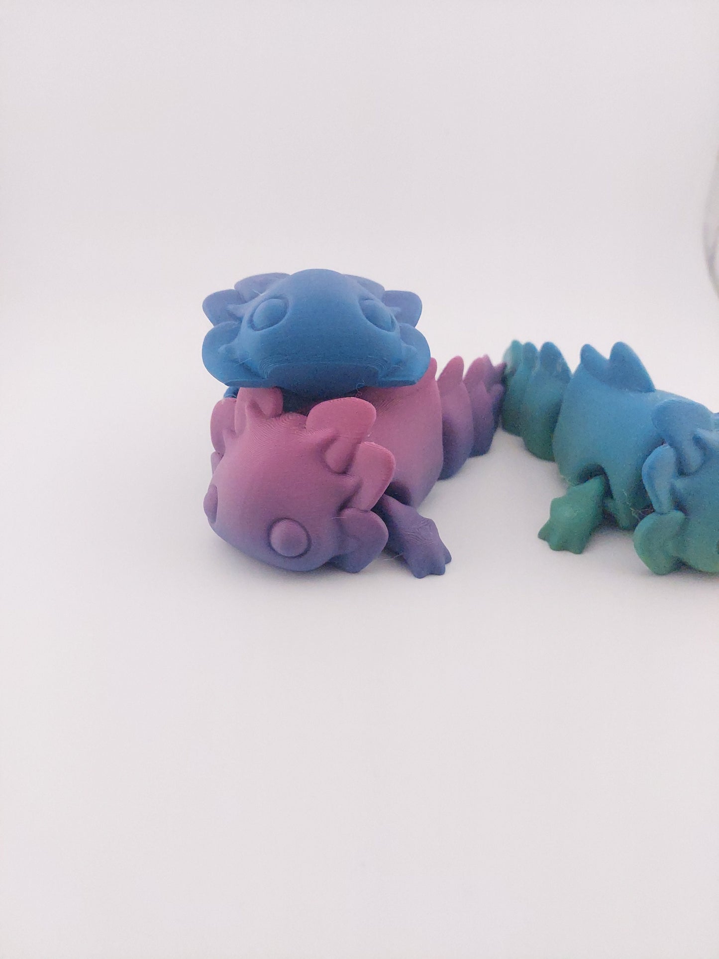 1 Articulated Axolotl -- Keychain Decor Gift - 3D Printed Fidget Fantasy Creature - Customizable Colors - Authorized Seller