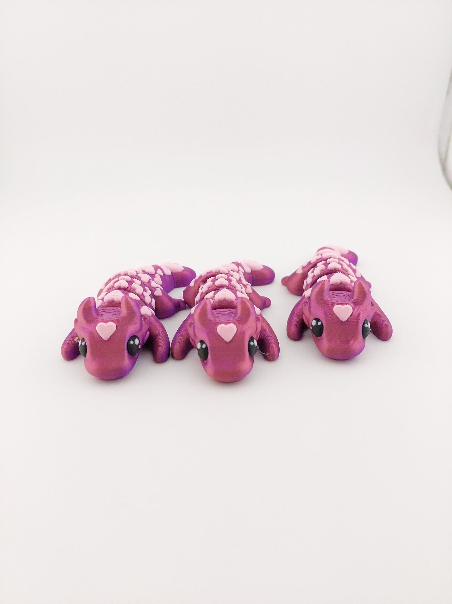 1 Articulated Painted Love Dragon Valentine's Day - 3D Printed Fidget Fantasy Creature - Customizable Colors