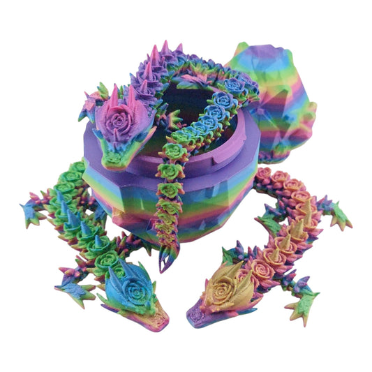12 Inch Rose Dragon And Matching Egg! - Sensory Stress Fidget - Articulated - Cinderwing3d - 3D Printed Dragon - Unique Gift