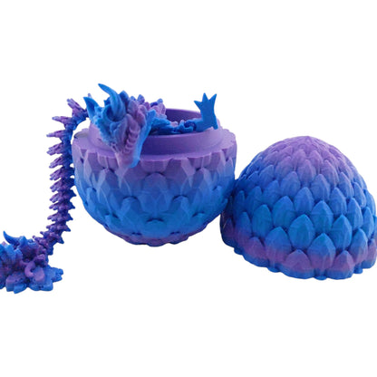 12 Inch Lunar Dragon And Matching Egg! - Sensory Stress Fidget - Articulated - Cinderwing3d - 3D Printed Dragon - Unique Gift