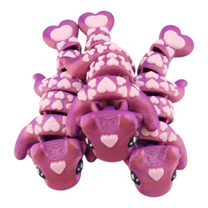 1 Articulated Painted Love Dragon Valentine's Day - 3D Printed Fidget Fantasy Creature - Customizable Colors