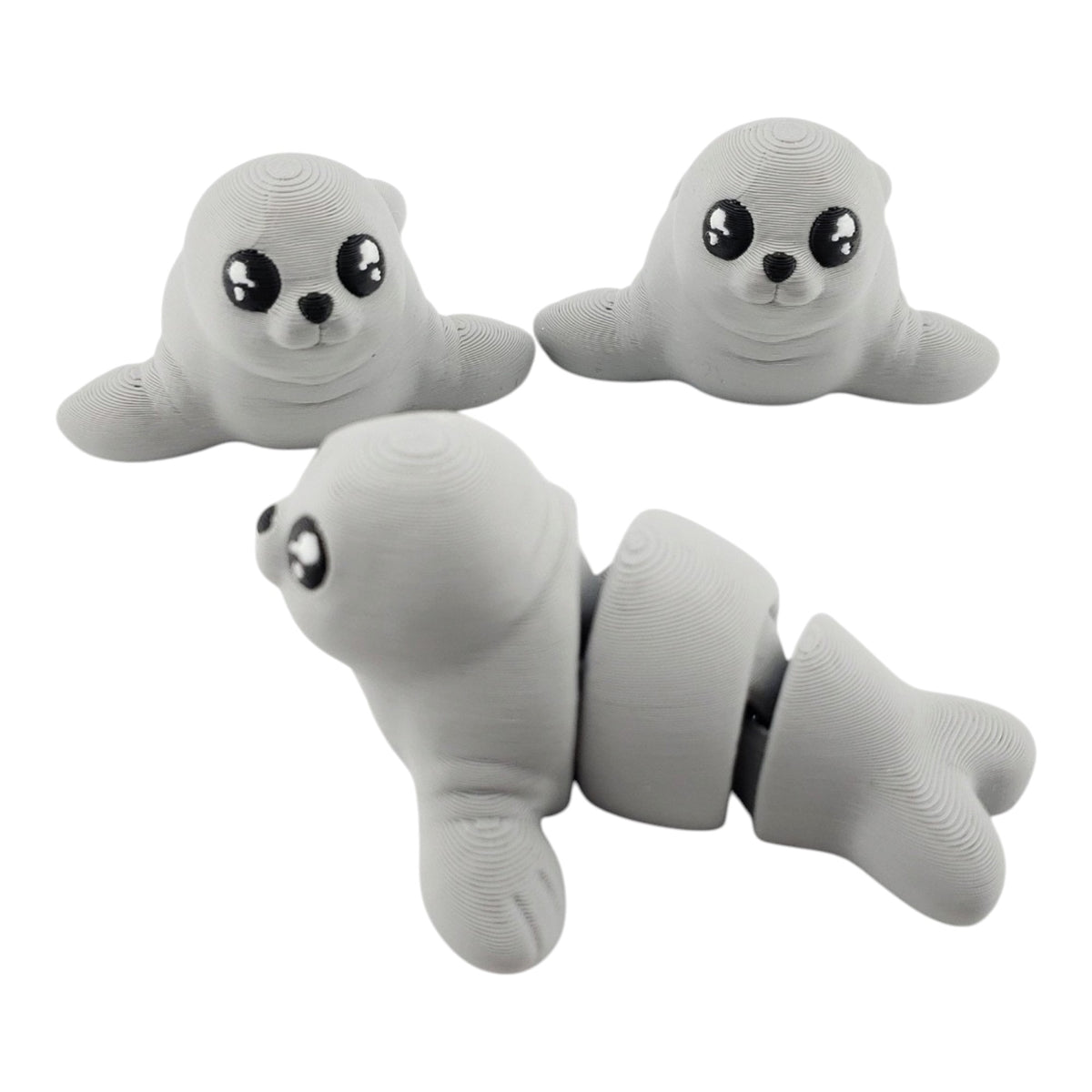 1 Articulated Painted Baby Seal - 3D Printed Fidget Fantasy Creature - Customizable Colors - Zou 3d