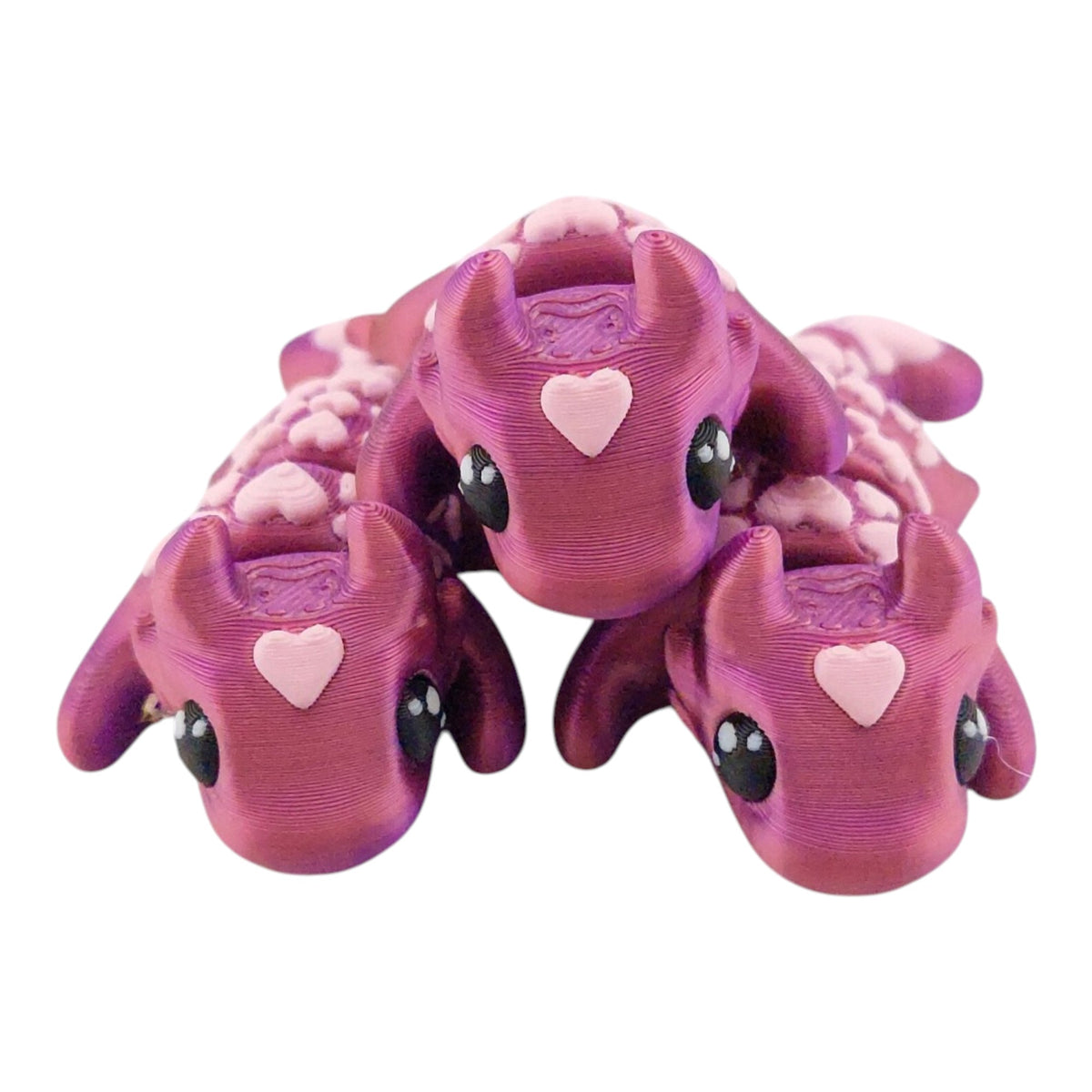 1 Articulated Painted Love Dragon Valentine's Day - 3D Printed Fidget Fantasy Creature - Customizable Colors