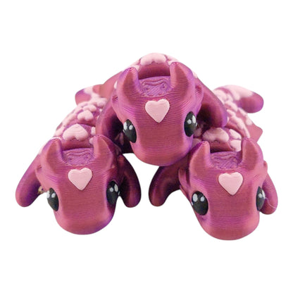 1 Articulated Painted Love Dragon Valentine's Day - 3D Printed Fidget Fantasy Creature - Customizable Colors