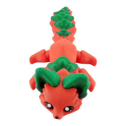 Sara The Strawberry Fox Flexi Fox 7.5 Inches - 3D Printed Fidget Fantasy Creature - Authorized Seller - Articulated