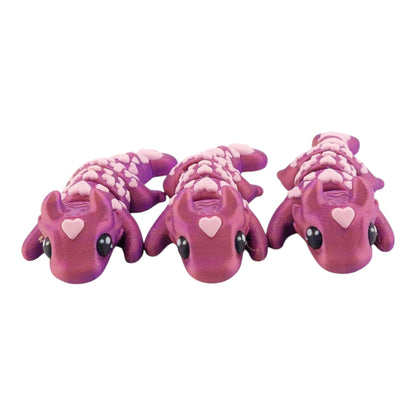 1 Articulated Painted Love Dragon Valentine's Day - 3D Printed Fidget Fantasy Creature - Customizable Colors