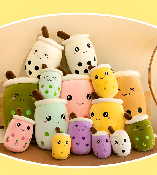 Cute Plush Boba Milk Tea Stuffed Teacup Pillow Soft Bubble Tea Cup Plushie Toy Kawaii Cartoon Gift for Kids