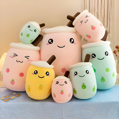 Cute Plush Boba Milk Tea Stuffed Teacup Pillow Soft Bubble Tea Cup Plushie Toy Kawaii Cartoon Gift for Kids