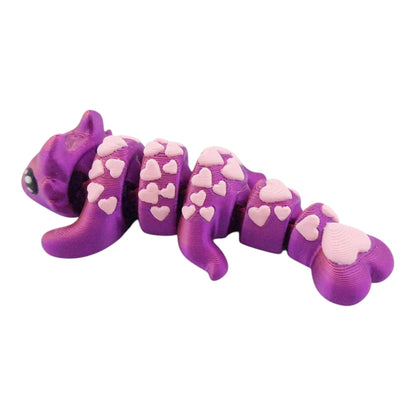 1 Articulated Painted Love Dragon Valentine's Day - 3D Printed Fidget Fantasy Creature - Customizable Colors