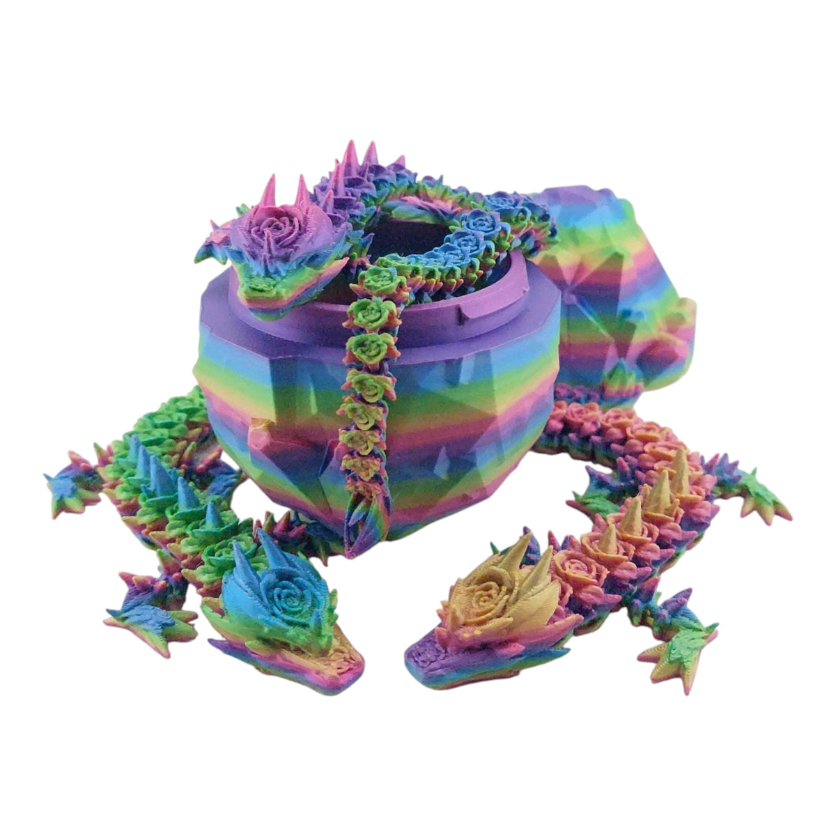 12 Inch Rose Dragon And Matching Egg! - Sensory Stress Fidget - Articulated - Cinderwing3d - 3D Printed Dragon - Unique Gift