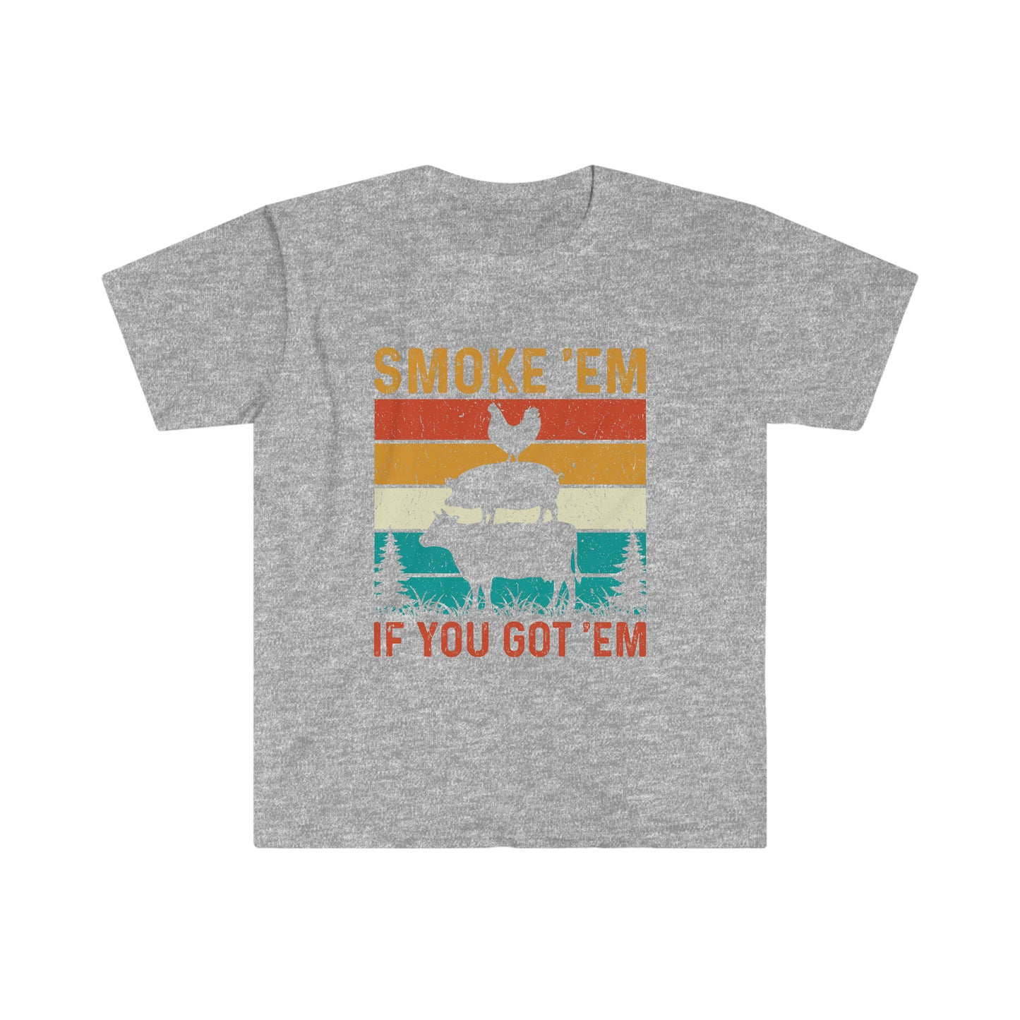 Smoke 'Em If You Got 'Em T-Shirt, Retro Vintage Animal Tee, Funny BBQ Smoker Pitmaster Shirt, Gift for Grilling Meat Lover, Fathers Day Gift