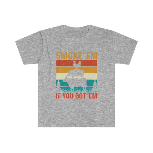Smoke 'Em If You Got 'Em T-Shirt, Retro Vintage Animal Tee, Funny BBQ Smoker Pitmaster Shirt, Gift for Grilling Meat Lover, Fathers Day Gift