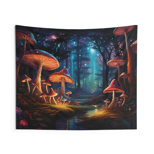Mystical Mushroom Tapestry | Unique Wall Art for Living Room Decor, College Dorm Room | Cottagecore, Goblincore, Witchy Aesthetic, Gift Idea