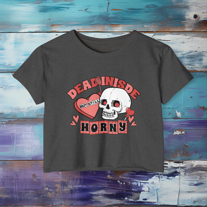 Dead Inside Romantic Crop Top | Funny Valentine's Day Shirt