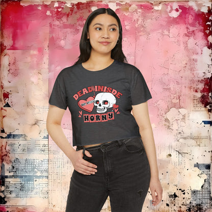 Dead Inside Romantic Crop Top | Funny Valentine's Day Shirt