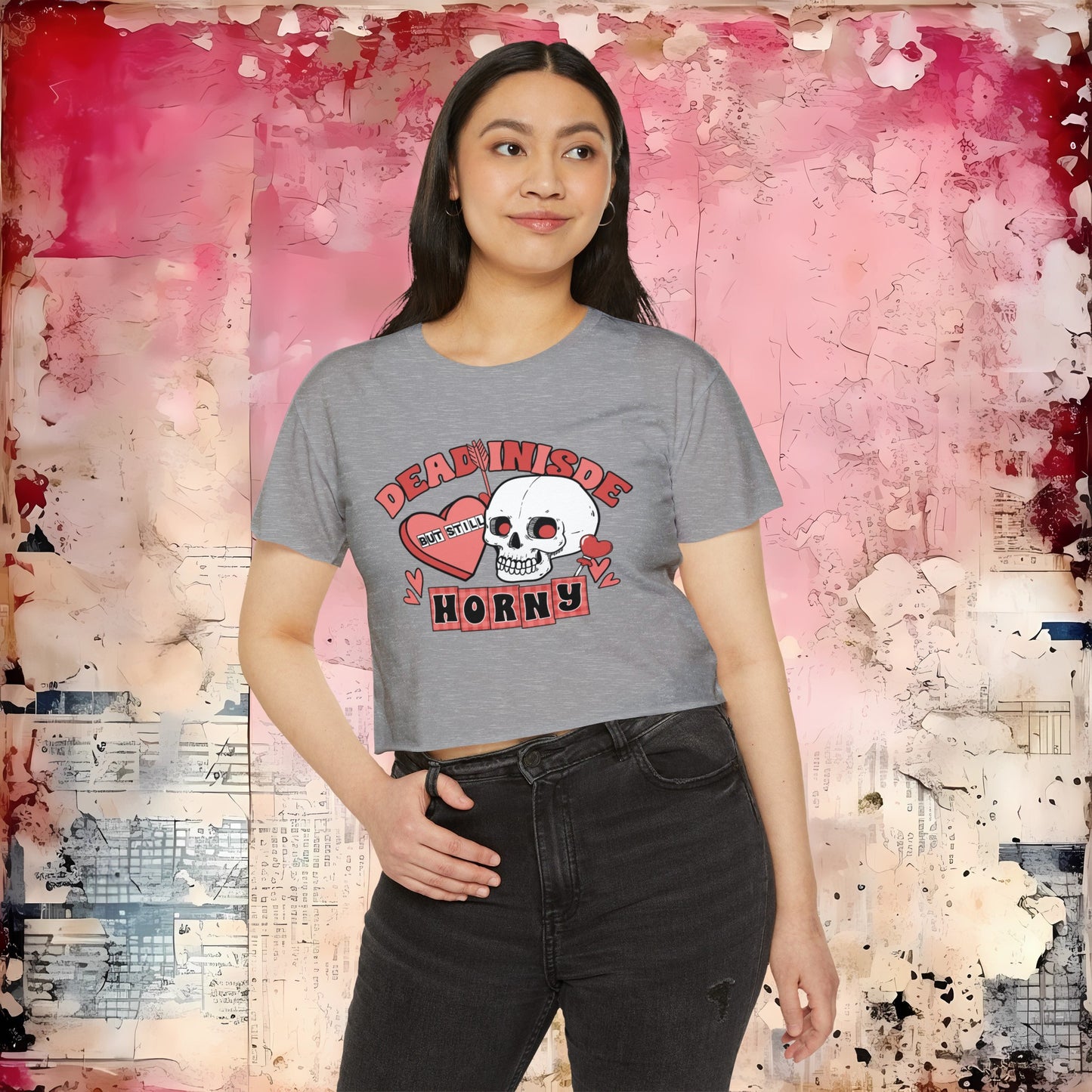 Dead Inside Romantic Crop Top | Funny Valentine's Day Shirt