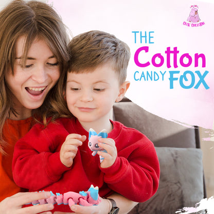🦊 Carly the Cotton Candy Flexi Fox – 7.5" Articulated Fantasy Desk Decor | 3D-Printed Collectible | Official Layers in Green Design 🎨✨