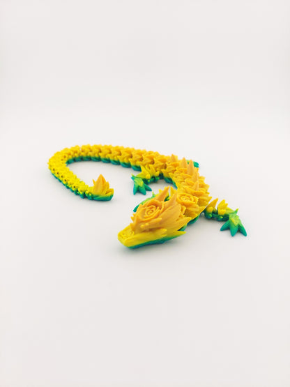 Articulated Rose Dragon - 3D Printed Fantasy Creature - Home/Desk Decor
