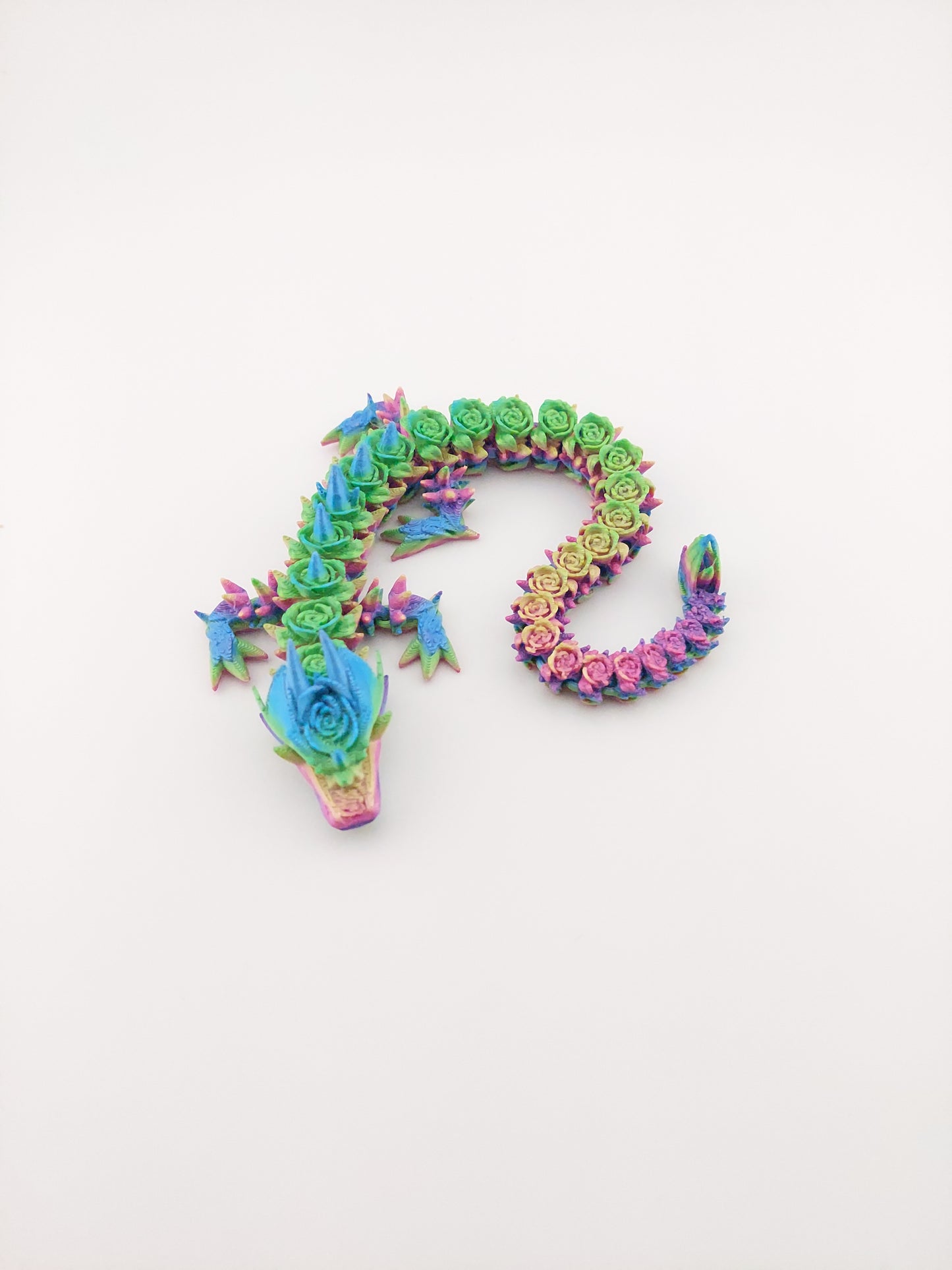 Articulated Rose Dragon - 3D Printed Fantasy Creature - Home/Desk Decor