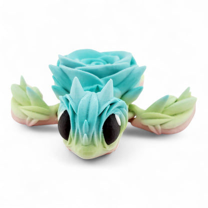 Rose Turtle – Articulated 3D Printed Collectible | Floral-Themed Turtle Desk or Shelf Decor