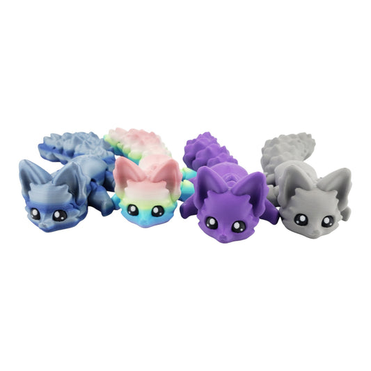 Articulated Cute Flexi Fox 7.5 Inches - 3D Printed Fantasy - Customizable Colors - Authorized Seller - Articulated Desk Buddy