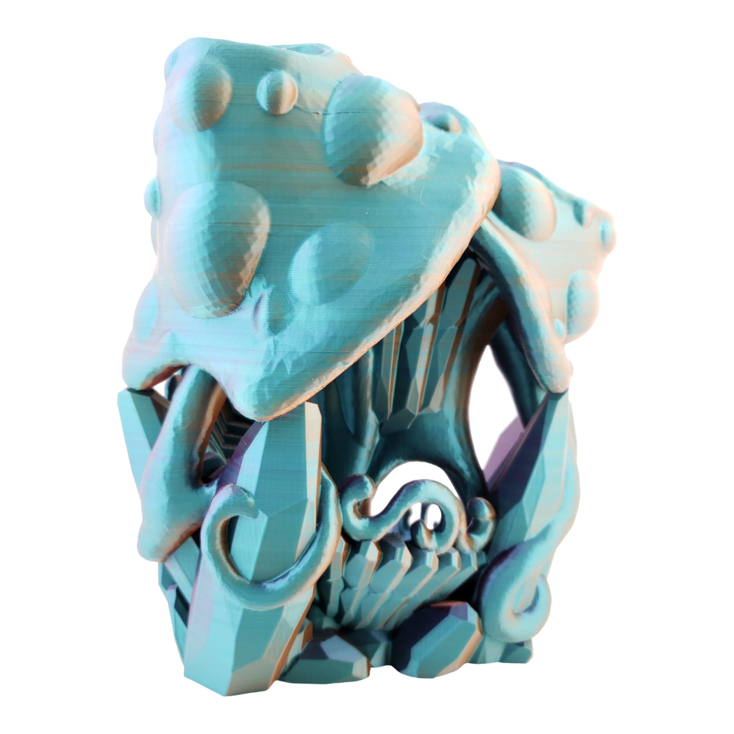 Crystal Mushroom Dice Tower – 3D Printed Fantasy RPG Accessory | Multiple Sizes & Colors | Optional Dragon Companion
