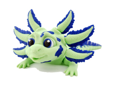 Sweet N' Sour 3D Printed Articulated Axolotl, Fantasy Creature Fidget Toy, Poseable Figure, Desk Decor