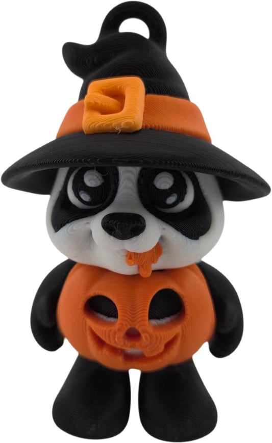 Pumpkin Panda – Halloween Witch Hat Panda Figurine – 3D Printed Articulated Panda – Fall Holiday Decoration – Approx. 3 Inches Tall