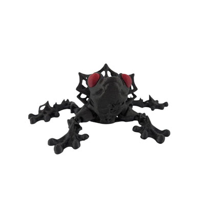 Wicked Frog – 3D Printed Articulated Fantasy Creature | Galaxy Black with Red Eyes & Spider Web Design
