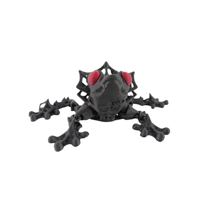 Wicked Frog – 3D Printed Articulated Fantasy Creature | Galaxy Black with Red Eyes & Spider Web Design