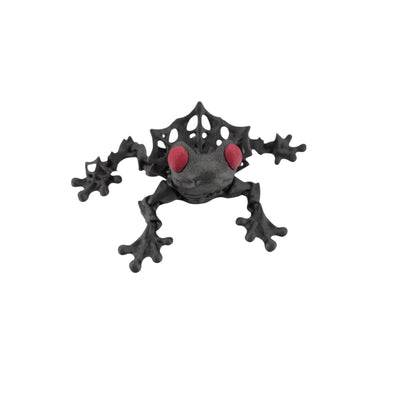 Wicked Frog – 3D Printed Articulated Fantasy Creature | Galaxy Black with Red Eyes & Spider Web Design