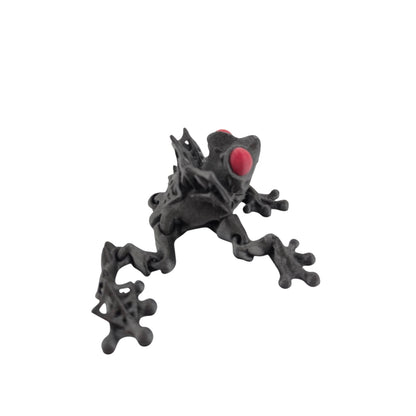 Wicked Frog – 3D Printed Articulated Fantasy Creature | Galaxy Black with Red Eyes & Spider Web Design