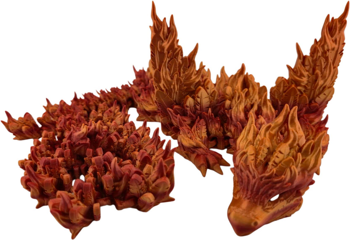 Red Gold Gradient Phoenix Dragon full view