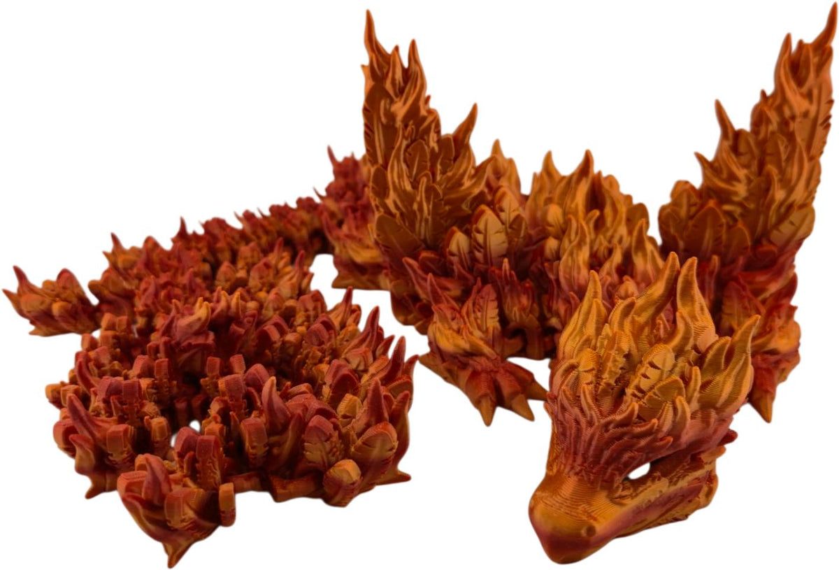 Red Gold Gradient Phoenix Dragon face and wing detail