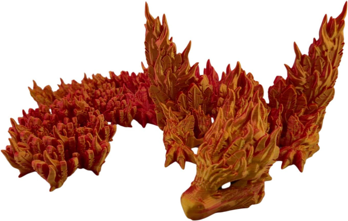Red Gold Gradient Phoenix Dragon tail detail