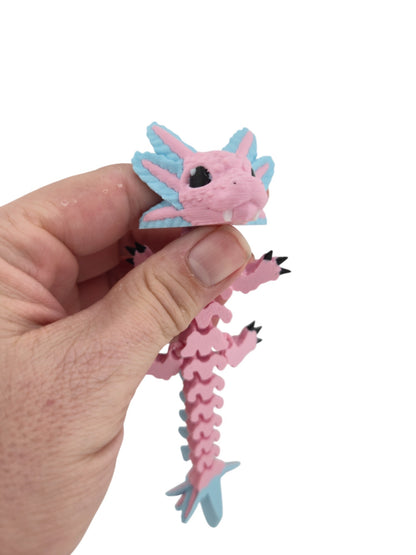 Baby Axolotl Dragon – 3D Printed Articulated Fantasy Figurine | Adorable Aquatic Collectible by Cinderwing3D