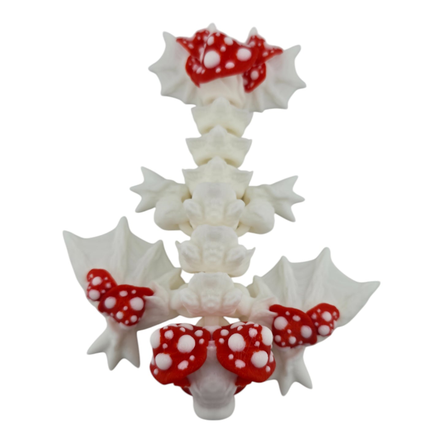 The Geek Galleria Tiny Mushroom Dragon – 6" Articulated 3D Printed Fantasy Figurine (White or Pastel Rainbow)