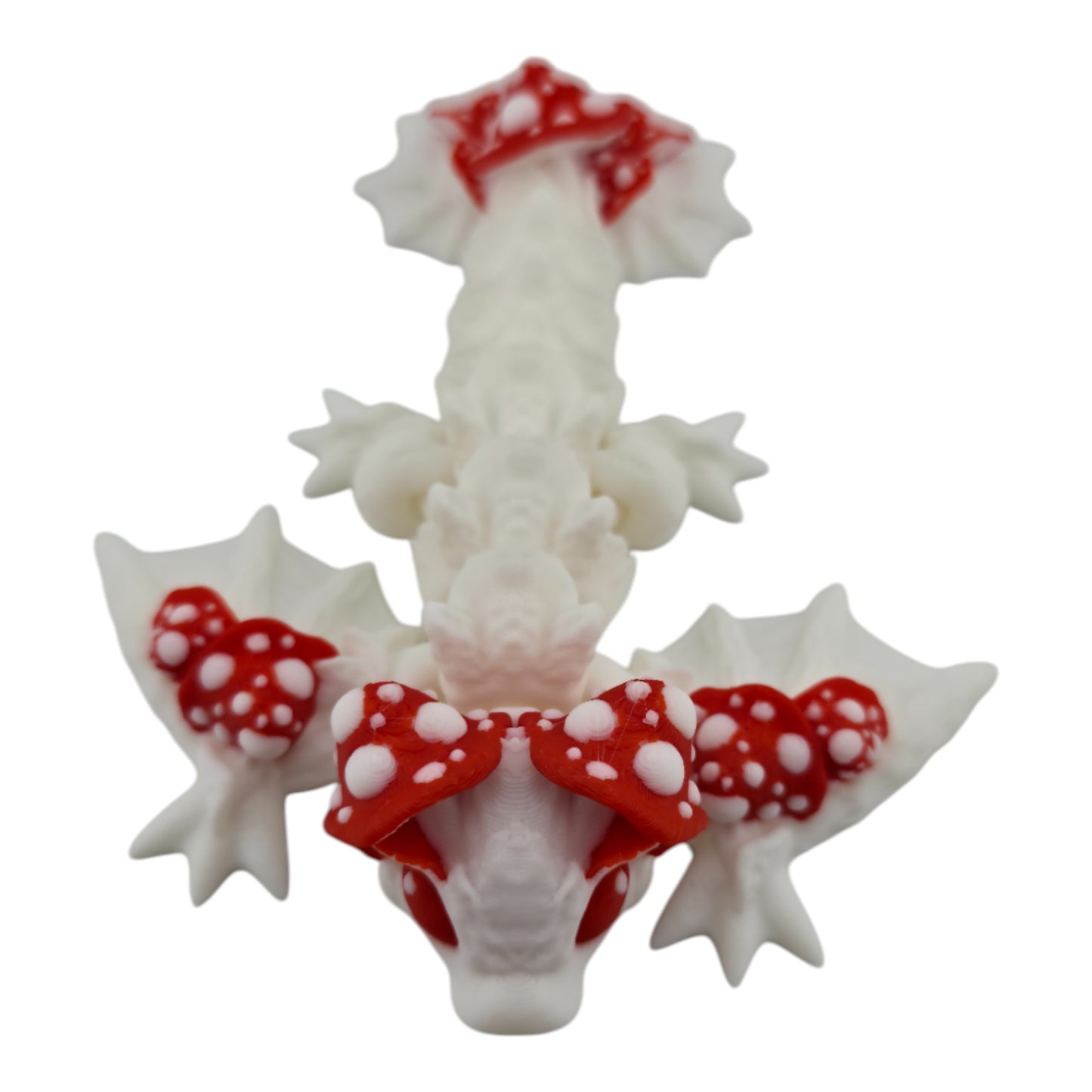 The Geek Galleria Tiny Mushroom Dragon – 6" Articulated 3D Printed Fantasy Figurine (White or Pastel Rainbow)
