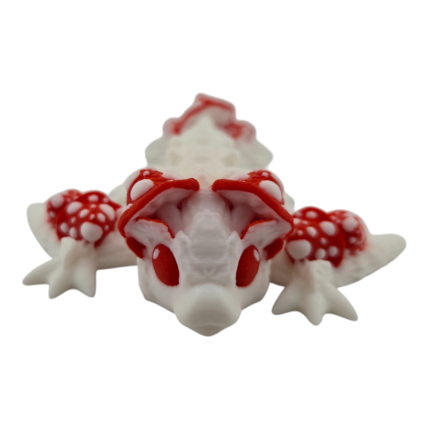 The Geek Galleria Tiny Mushroom Dragon – 6" Articulated 3D Printed Fantasy Figurine (White or Pastel Rainbow)