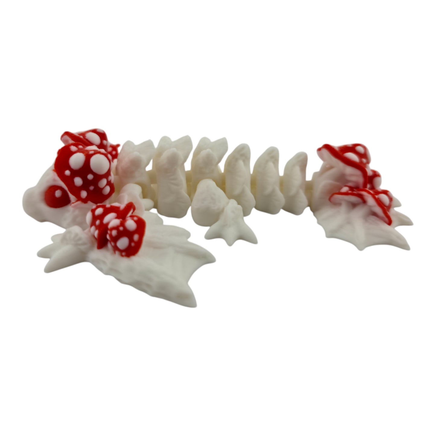 The Geek Galleria Tiny Mushroom Dragon – 6" Articulated 3D Printed Fantasy Figurine (White or Pastel Rainbow)